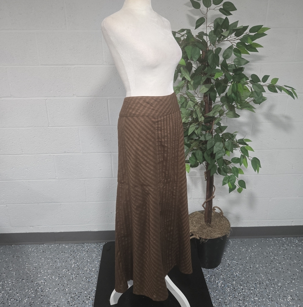 Talbots Boho Festival Cotton Textured Maxi Skirt Brown Grandma Size 14 Brown